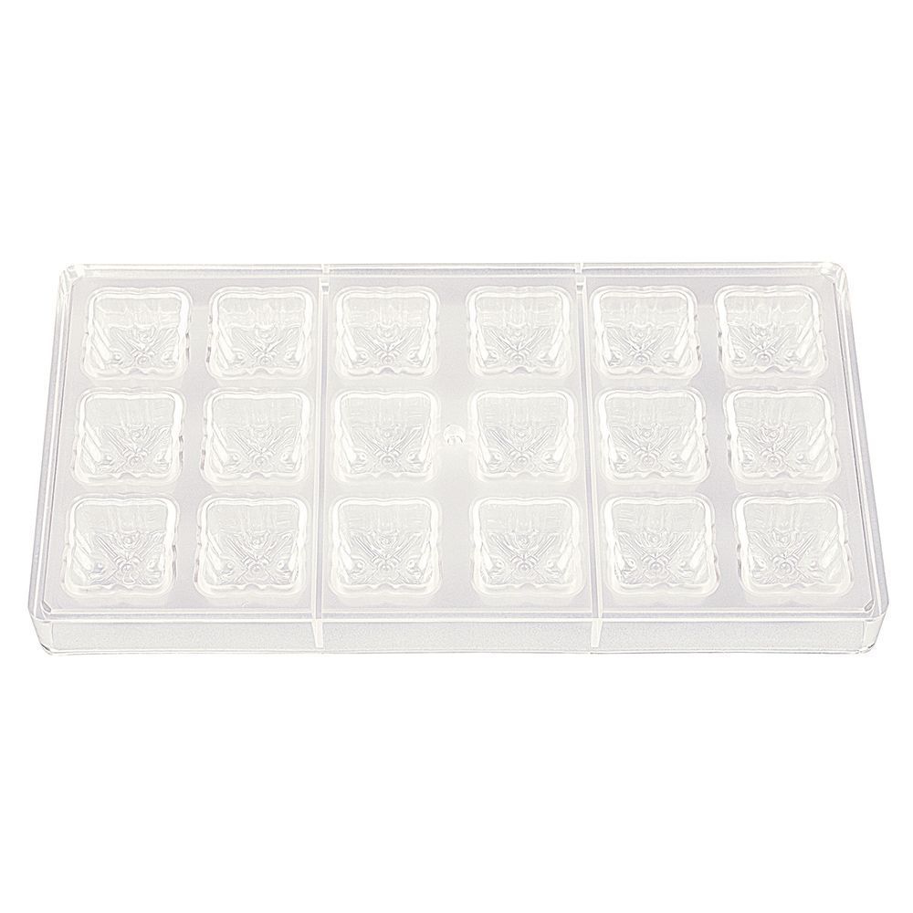 Пластиковая форма "Квадрат с узором" 18 ячеек 30*30*19 мм, P.L. Proff Cuisine