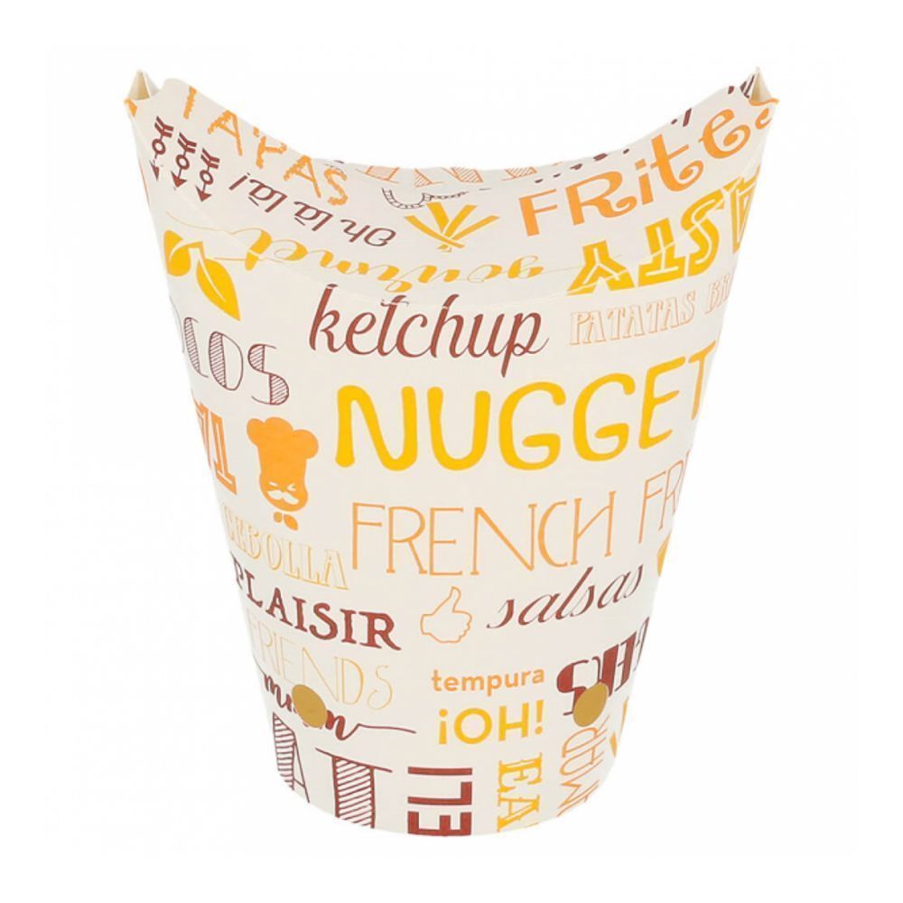 Контейнер картонный вертикальный закрывающийся для фри, снеков "PAROLE" 480 мл, Ø14*8,5 см 50шт/уп,
