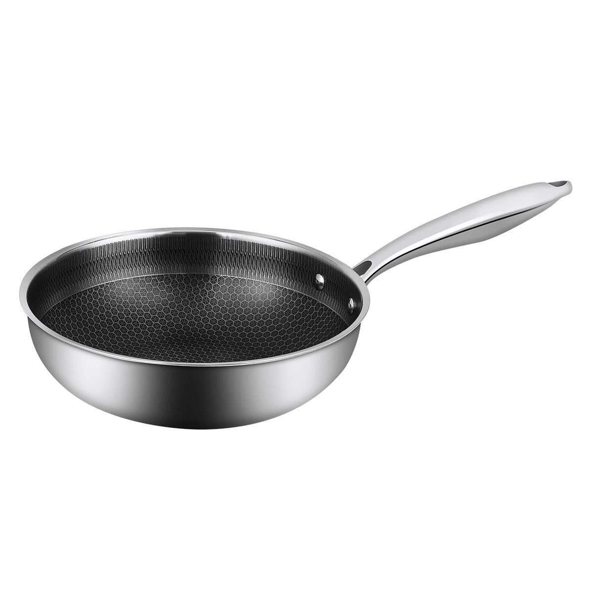 Сковорода Вок (WOK) 28/19 см, h 8,6 см Honeycombs нерж.3-х слойная, ИНДУКЦИЯ P.L. Proff Cuisine