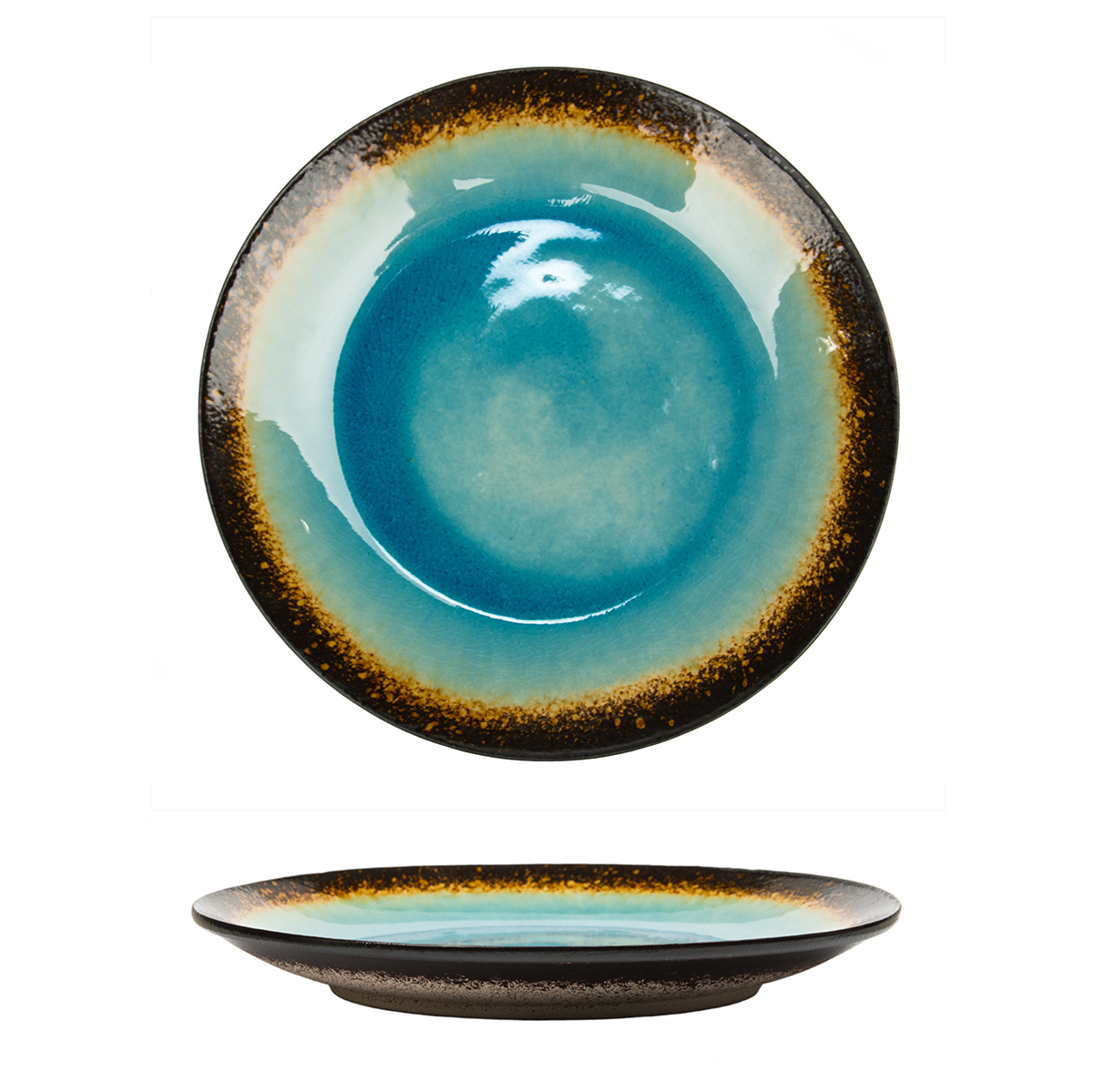 Тарелка d=23 см,каменная керамика,серия "2022 Spider Silk-Blue"  P.L.