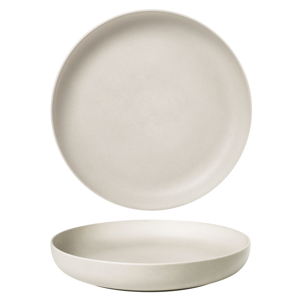 Тарелка с бортом d=25 cм, h=4.5см, фарфор "NOBLE" серия "Fine Plus-Light Grey"