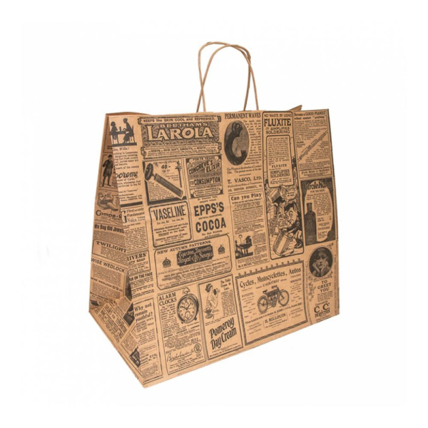 Пакет бумажный с ручками "Газета" 36+21*33,5 см, крафт-бумага, 1 шт, Garcia de Pou