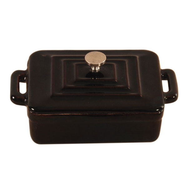 Кастрюлька эмалированная с крышкой, прямоугольная 13*9,5*4,5 см, 300 мл, чугун, P.L. Proff Cuisine