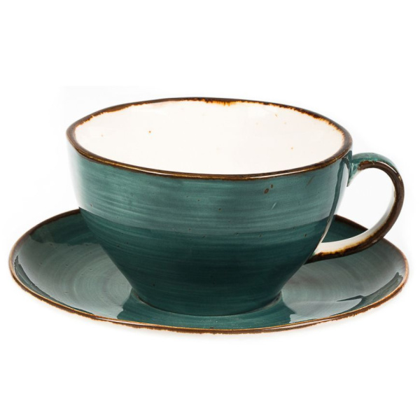 Чашка с блюдцем Fusion Green Sea 375 мл, P.L. Proff Cuisine